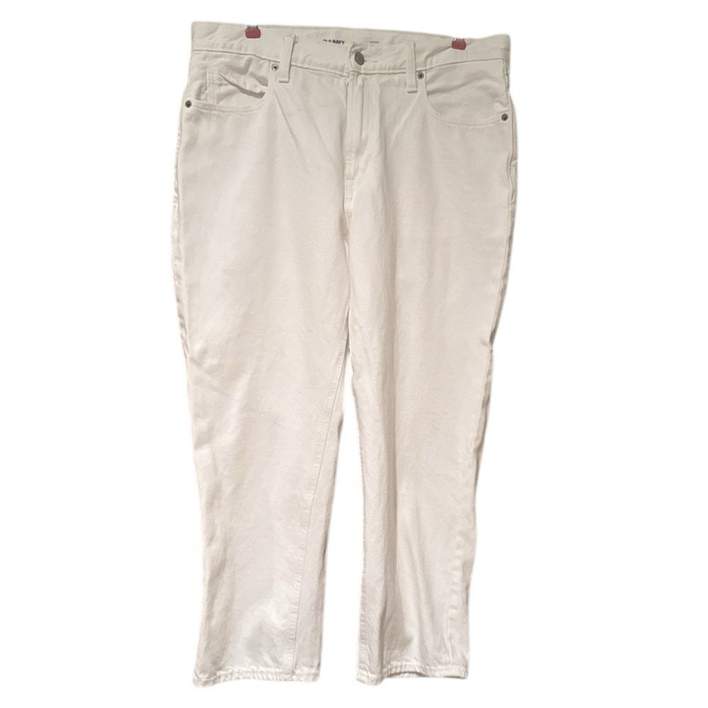 Old Navy White Slouchy Straight High Rise Jeans Size 12